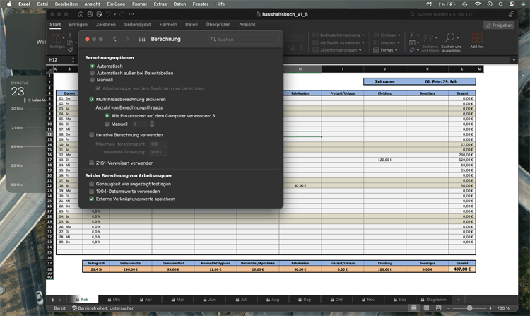 Excel Mac Einstellungen Berechnung